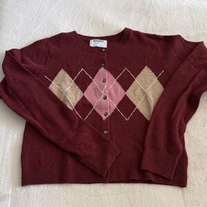 Old Navy Women's Maroon Argyle Cardigan / M (tall)